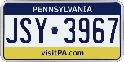PA license plate JSY3967