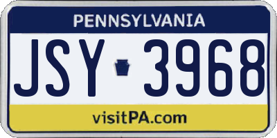 PA license plate JSY3968