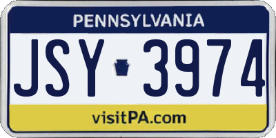 PA license plate JSY3974