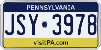 PA license plate JSY3978