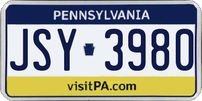 PA license plate JSY3980