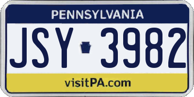 PA license plate JSY3982