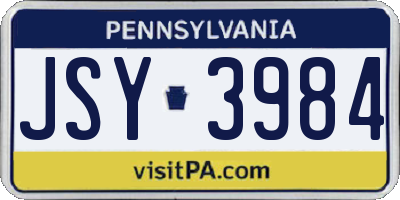 PA license plate JSY3984