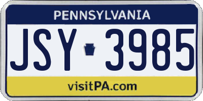 PA license plate JSY3985