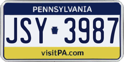 PA license plate JSY3987