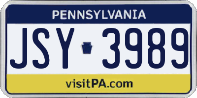 PA license plate JSY3989