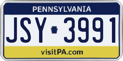 PA license plate JSY3991
