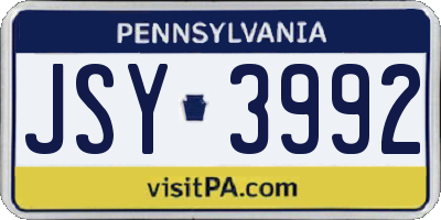 PA license plate JSY3992