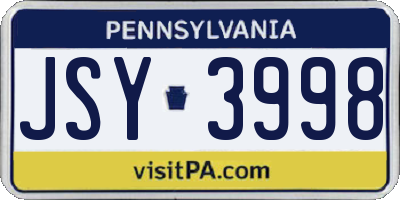 PA license plate JSY3998