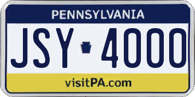PA license plate JSY4000