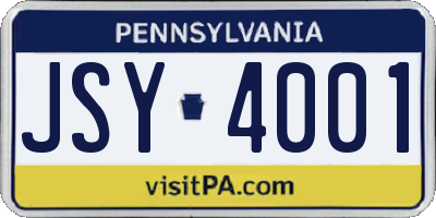 PA license plate JSY4001