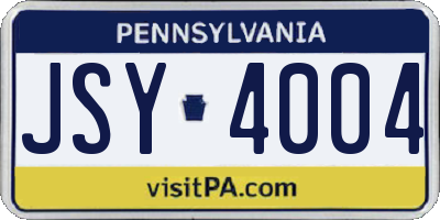 PA license plate JSY4004