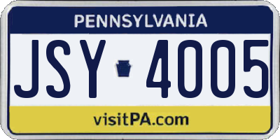 PA license plate JSY4005