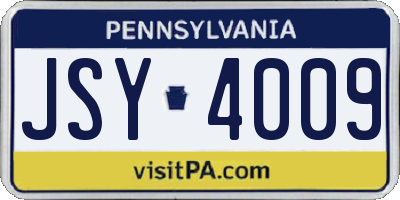 PA license plate JSY4009