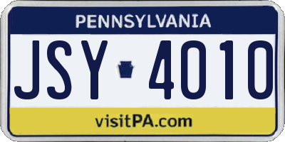PA license plate JSY4010