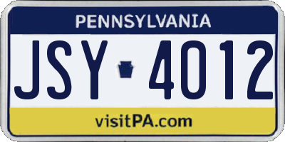PA license plate JSY4012
