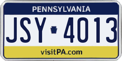 PA license plate JSY4013