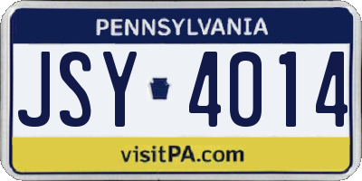 PA license plate JSY4014