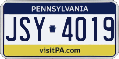 PA license plate JSY4019