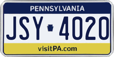 PA license plate JSY4020