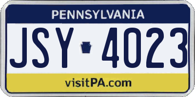 PA license plate JSY4023