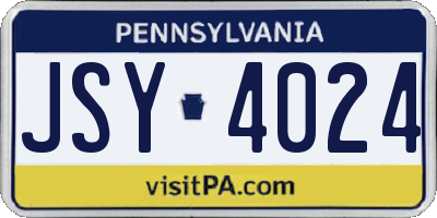 PA license plate JSY4024
