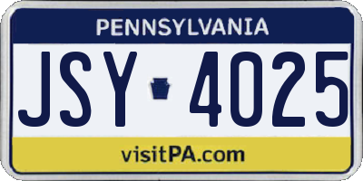 PA license plate JSY4025