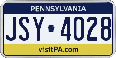 PA license plate JSY4028