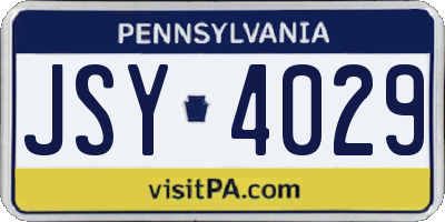 PA license plate JSY4029