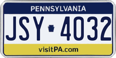 PA license plate JSY4032