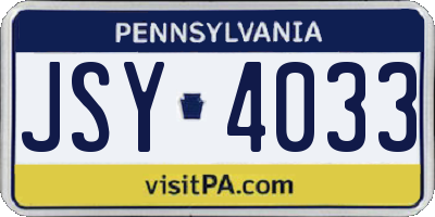 PA license plate JSY4033