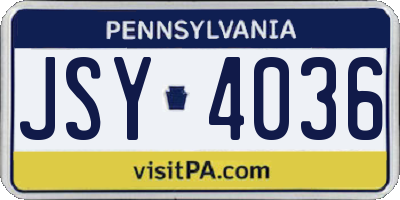 PA license plate JSY4036