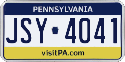 PA license plate JSY4041