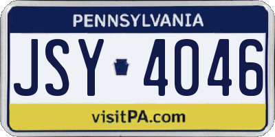 PA license plate JSY4046