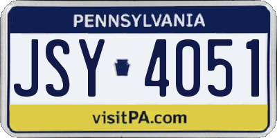 PA license plate JSY4051