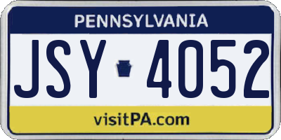 PA license plate JSY4052
