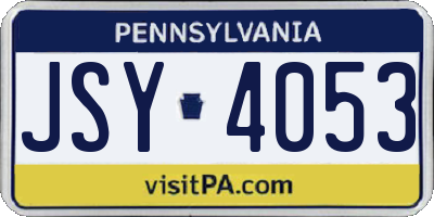 PA license plate JSY4053