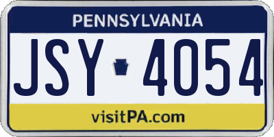 PA license plate JSY4054