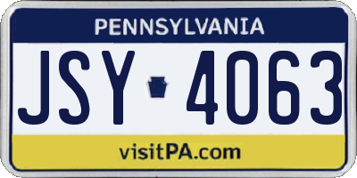 PA license plate JSY4063
