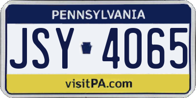 PA license plate JSY4065