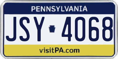PA license plate JSY4068