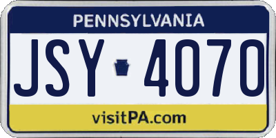 PA license plate JSY4070