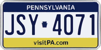 PA license plate JSY4071