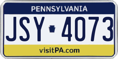 PA license plate JSY4073