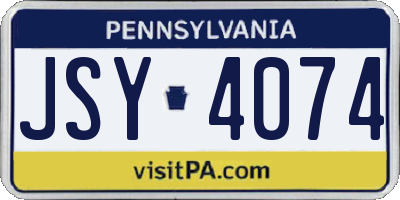 PA license plate JSY4074