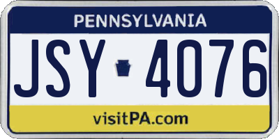PA license plate JSY4076