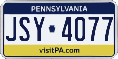 PA license plate JSY4077