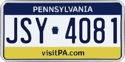 PA license plate JSY4081