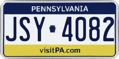 PA license plate JSY4082
