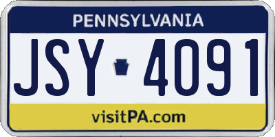 PA license plate JSY4091